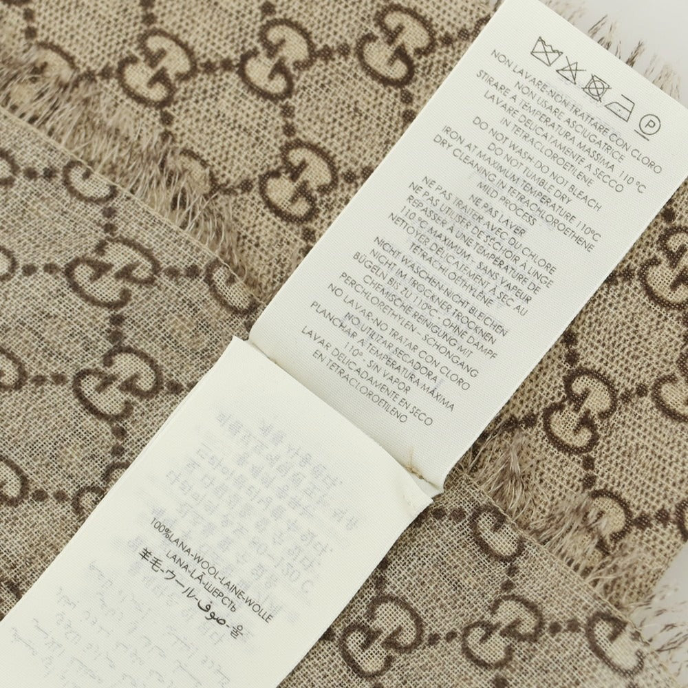 【中古】グッチ GUCCI FAKE NOT ウール ストール グレーベージュ【 状態ランクB 】【 メンズ 】