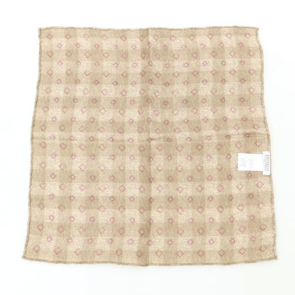 【中古】ブルネロクチネリ Brunello Cucinelli リネンコットン プリント ポケットチーフ ブラウンxワインレッド【 状態ランクB 】【 メンズ 】