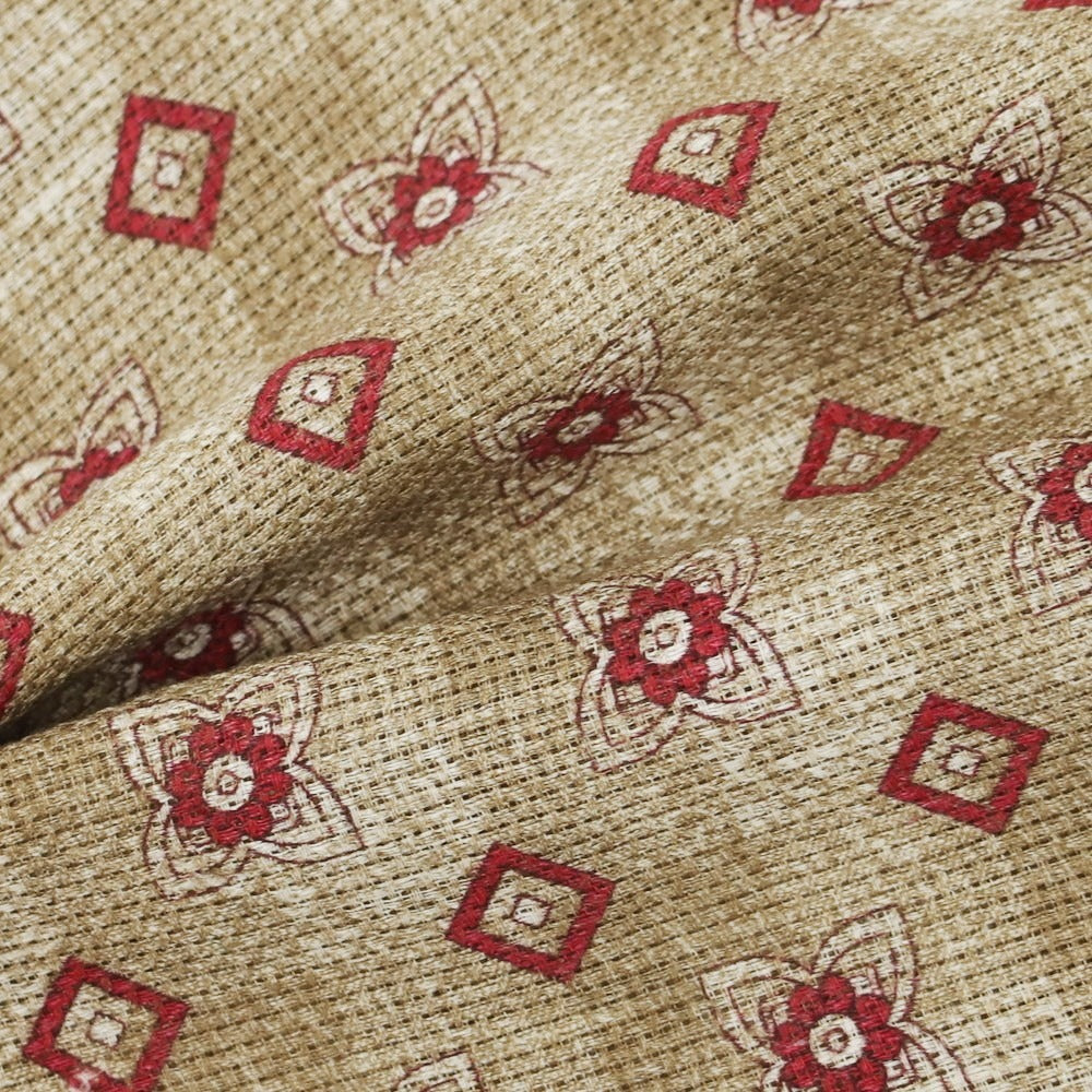 【中古】ブルネロクチネリ Brunello Cucinelli リネンコットン プリント ポケットチーフ ブラウンxワインレッド【 状態ランクB 】【 メンズ 】