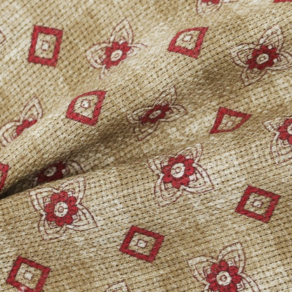 【中古】ブルネロクチネリ Brunello Cucinelli リネンコットン プリント ポケットチーフ ブラウンxワインレッド【 状態ランクB 】【 メンズ 】