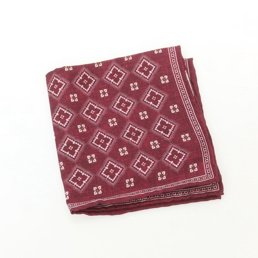 【中古】ブルネロクチネリ Brunello Cucinelli シルクコットン プリント ポケットチーフ ボルドー【 状態ランクB 】【 メンズ 】