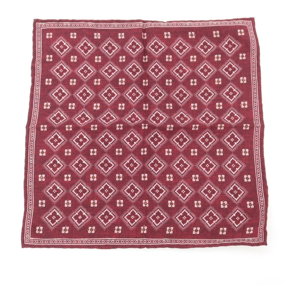 【中古】ブルネロクチネリ Brunello Cucinelli シルクコットン プリント ポケットチーフ ボルドー【 状態ランクB 】【 メンズ 】