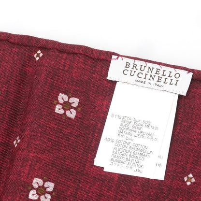 【中古】ブルネロクチネリ Brunello Cucinelli シルクコットン プリント ポケットチーフ ボルドー【 状態ランクB 】【 メンズ 】