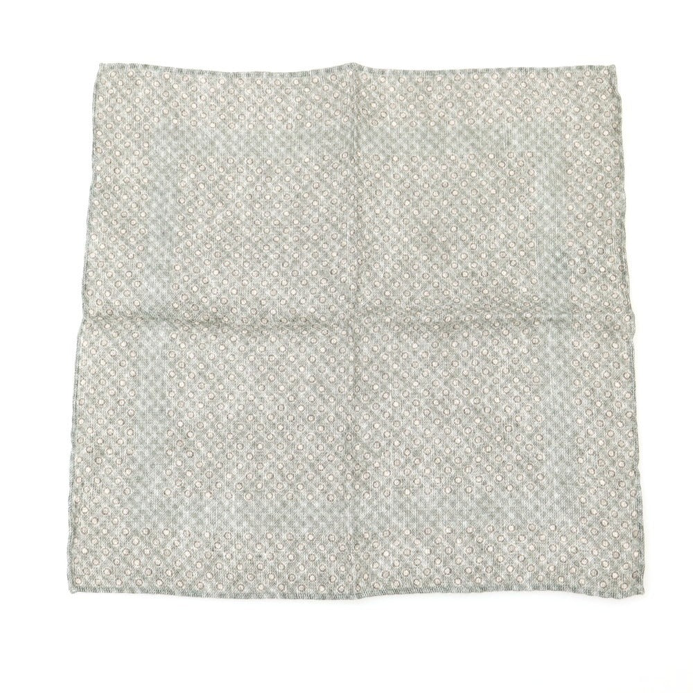 【中古】ブルネロクチネリ Brunello Cucinelli リネンコットン プリント ポケットチーフ ホワイトグリーン【 状態ランクB 】【 メンズ 】
