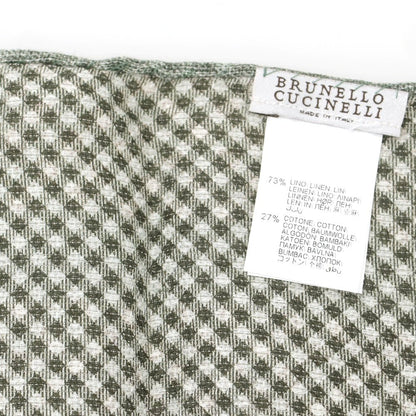 【中古】ブルネロクチネリ Brunello Cucinelli リネンコットン プリント ポケットチーフ ホワイトグリーン【 状態ランクB 】【 メンズ 】