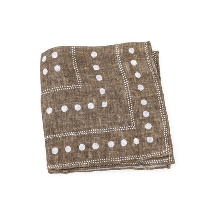 【中古】ブルネロクチネリ Brunello Cucinelli リネンコットン プリント ポケットチーフ ブラウン【 状態ランクB 】【 メンズ 】