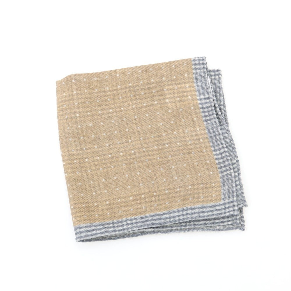 【中古】ブルネロクチネリ Brunello Cucinelli ウール プリント ポケットチーフ ベージュxグレー【 状態ランクB 】【 メンズ 】