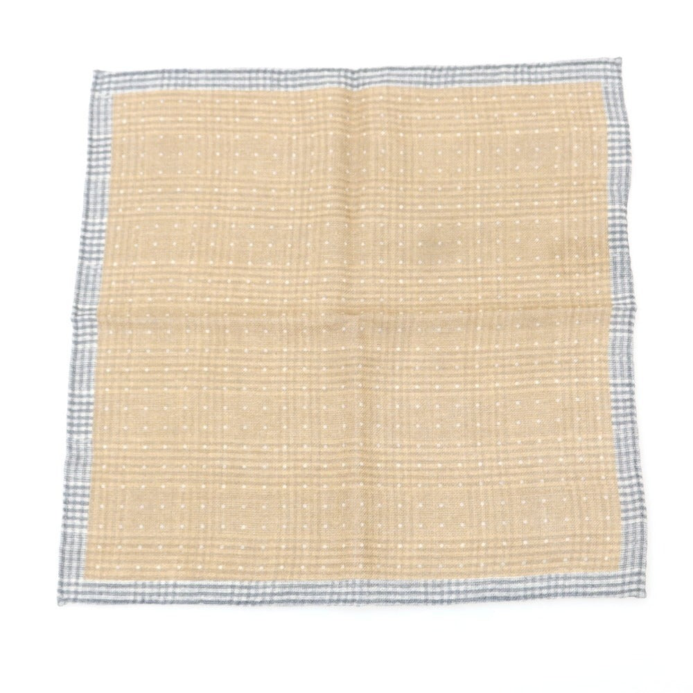 【中古】ブルネロクチネリ Brunello Cucinelli ウール プリント ポケットチーフ ベージュxグレー【 状態ランクB 】【 メンズ 】