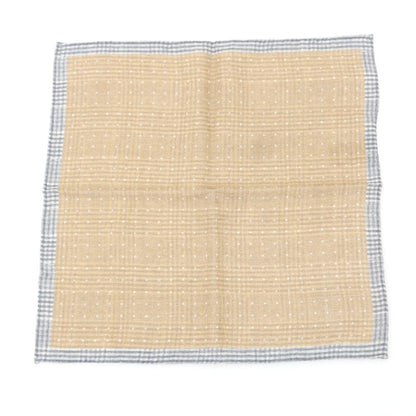 【中古】ブルネロクチネリ Brunello Cucinelli ウール プリント ポケットチーフ ベージュxグレー【 状態ランクB 】【 メンズ 】
