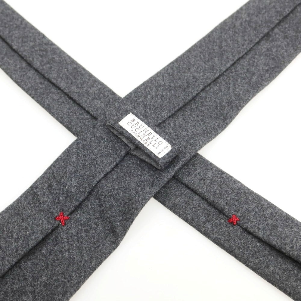 【中古】ブルネロクチネリ Brunello Cucinelli ウールシルクカシミヤ 無地ネクタイ ダークグレー【 状態ランクB 】【 メンズ 】