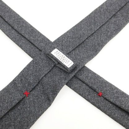 【中古】ブルネロクチネリ Brunello Cucinelli ウールシルクカシミヤ 無地ネクタイ ダークグレー【 状態ランクB 】【 メンズ 】
