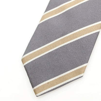 【中古】ブルネロクチネリ Brunello Cucinelli シルク ストライプ柄ネクタイ グレーxベージュ【 状態ランクB 】【 メンズ 】