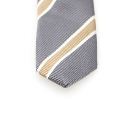 【中古】ブルネロクチネリ Brunello Cucinelli シルク ストライプ柄ネクタイ グレーxベージュ【 状態ランクB 】【 メンズ 】