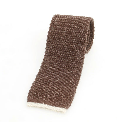 【中古】ブルネロクチネリ Brunello Cucinelli コットンリネン ニットタイ ブラウン【 状態ランクB 】【 メンズ 】