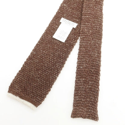 【中古】ブルネロクチネリ Brunello Cucinelli コットンリネン ニットタイ ブラウン【 状態ランクB 】【 メンズ 】