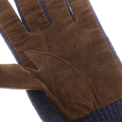 【中古】ブルネロクチネリ Brunello Cucinelli カシミヤニット スエード 手袋 グローブ ネイビーxダークブラウン【 表記なし 】【 状態ランクB 】【 メンズ 】