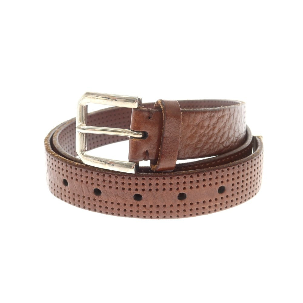 【中古】ブルネロクチネリ Brunello Cucinelli パンチングレザー ベルト ブラウンxシルバー【 85 】【 状態ランクB 】【 メンズ 】