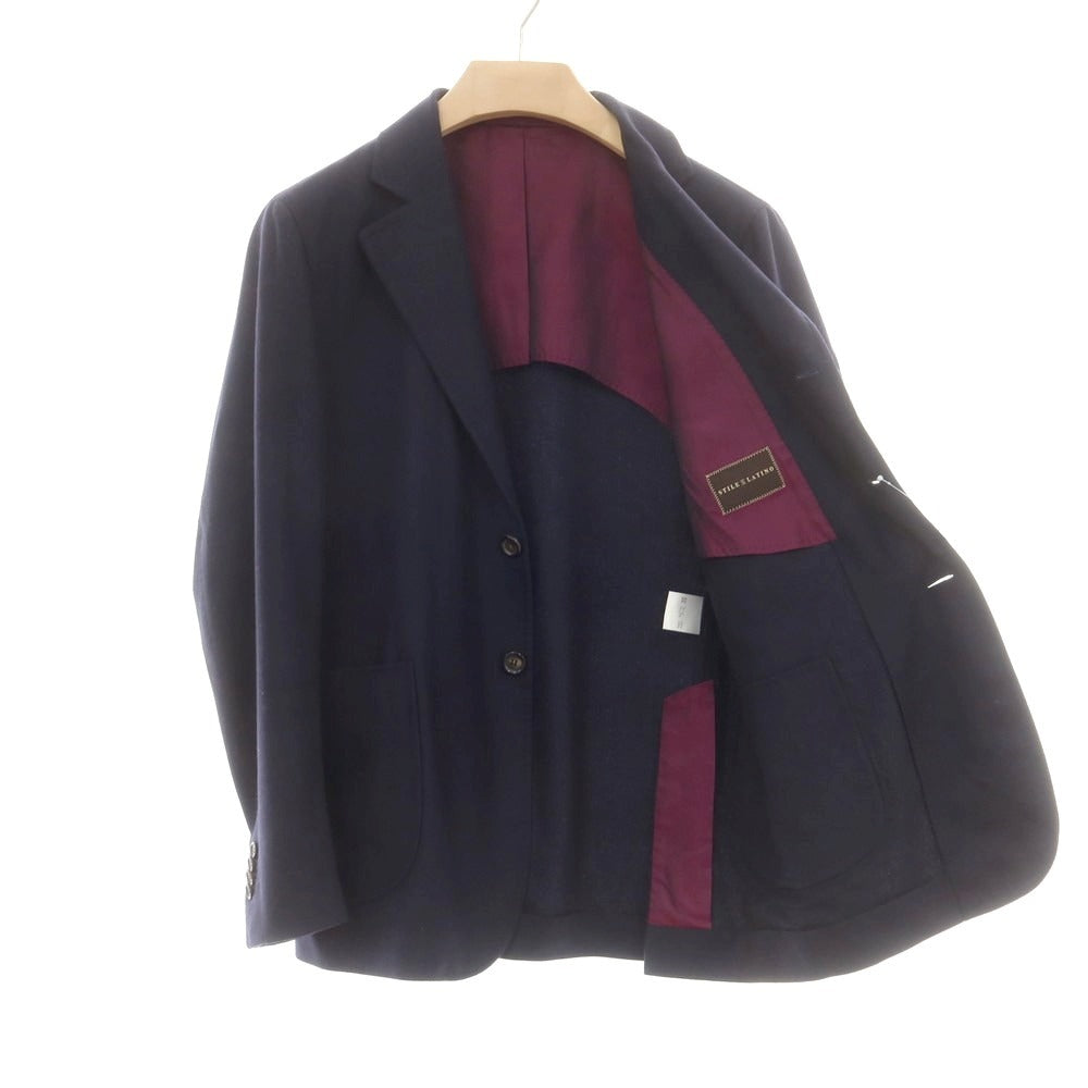 【中古】スティレ ラティーノ STILE LATINO ツイルウール テーラードジャケット ネイビー【 表記なし（L位） 】【 状態ランクB 】【 メンズ 】