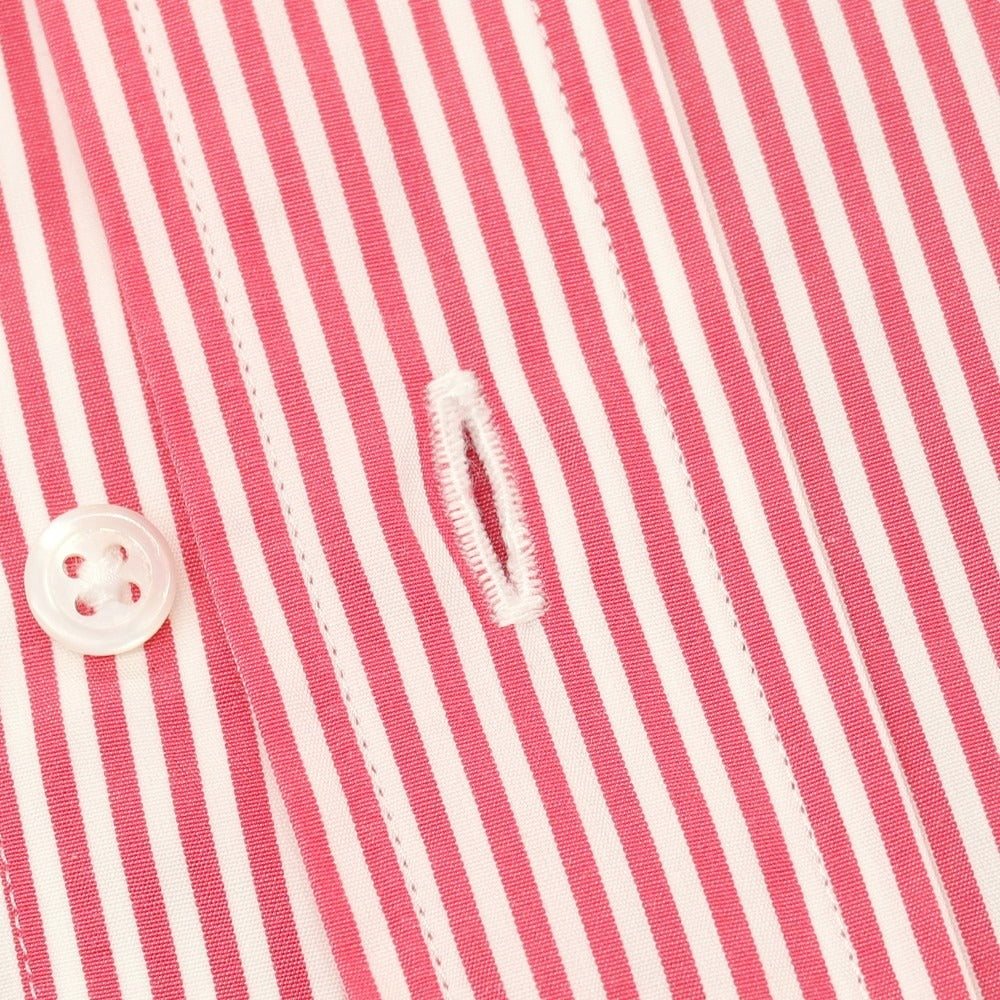 【中古】ザ ジェントルマン イン ザ パーラー THE GENTLEMAN IN THE PARLOUR コットン ストライプ ドレスシャツ ダークピンクxホワイト【サイズ3】【 状態ランクB 】【 メンズ 】