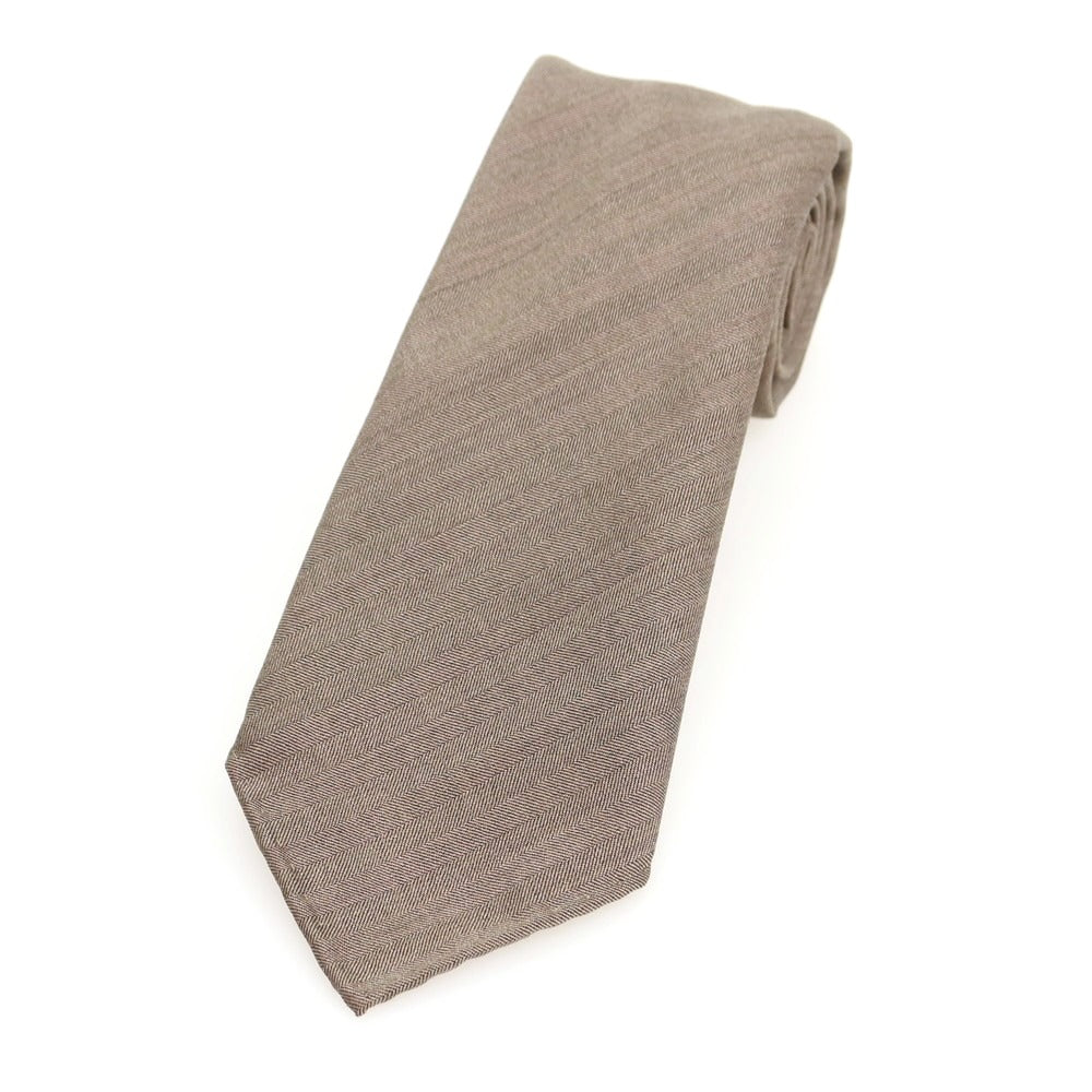 【中古】タイユアタイ TIE YOUR TIE セッテピエゲ ウールシルク 無地ネクタイ アッシュブラウン【 状態ランクA 】【 メンズ 】