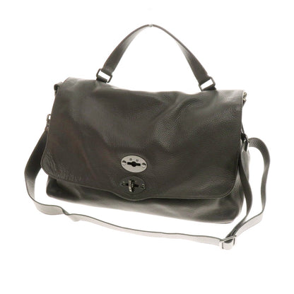 【中古】ザネラート ZANELLATO ポスティーナ シュリンクレザー ショルダーバッグ ダークブラウン【 状態ランクB 】【 メンズ 】