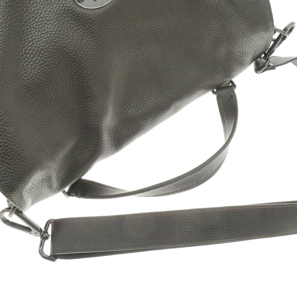 【中古】ザネラート ZANELLATO ポスティーナ シュリンクレザー ショルダーバッグ ダークブラウン【 状態ランクB 】【 メンズ 】