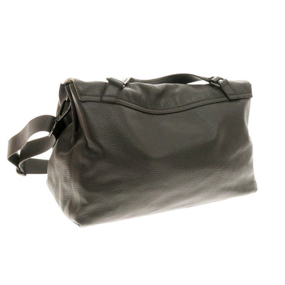 【中古】ザネラート ZANELLATO ポスティーナ シュリンクレザー ショルダーバッグ ダークブラウン【 状態ランクB 】【 メンズ 】