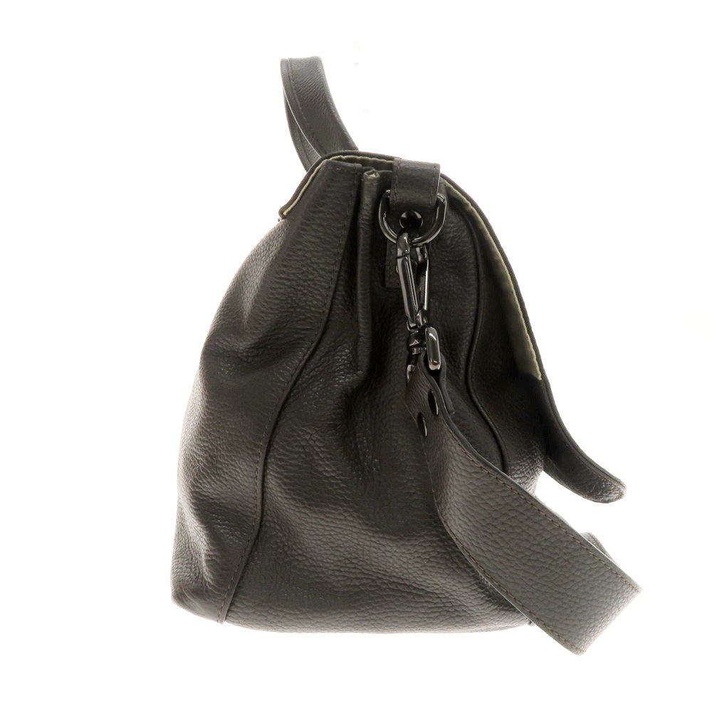 【中古】ザネラート ZANELLATO ポスティーナ シュリンクレザー ショルダーバッグ ダークブラウン【 状態ランクB 】【 メンズ 】