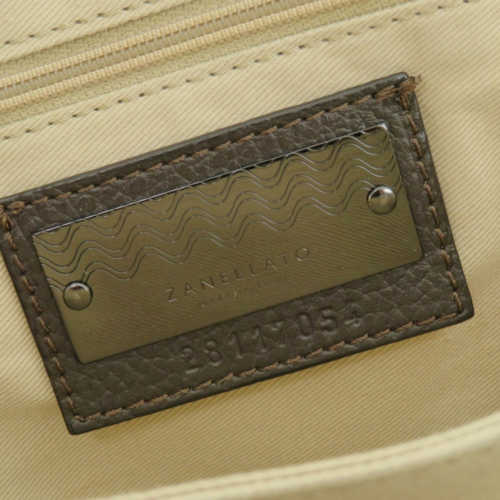 【中古】ザネラート ZANELLATO ポスティーナ シュリンクレザー ショルダーバッグ ダークブラウン【 状態ランクB 】【 メンズ 】