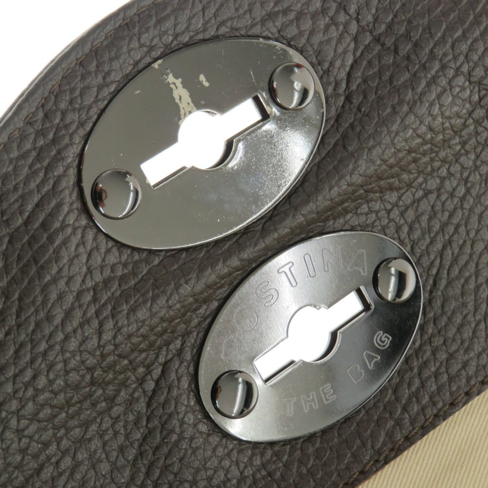 【中古】ザネラート ZANELLATO ポスティーナ シュリンクレザー ショルダーバッグ ダークブラウン【 状態ランクB 】【 メンズ 】