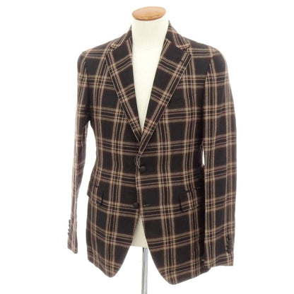 【中古】タリアトーレ TAGLIATORE リネンウール チェック 2B カジュアルジャケット ブラックxベージュ【 48 】【 状態ランクB 】【 メンズ 】