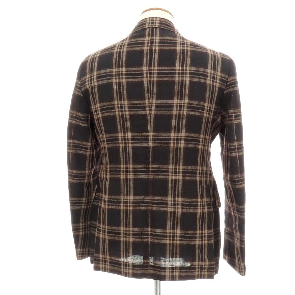 【中古】タリアトーレ TAGLIATORE リネンウール チェック 2B カジュアルジャケット ブラックxベージュ【 48 】【 状態ランクB 】【 メンズ 】