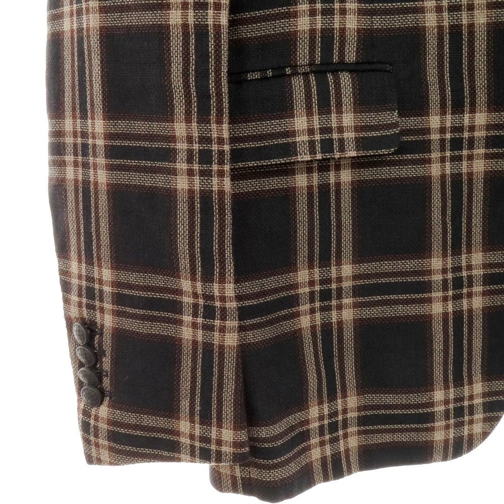 【中古】タリアトーレ TAGLIATORE リネンウール チェック 2B カジュアルジャケット ブラックxベージュ【 48 】【 状態ランクB 】【 メンズ 】