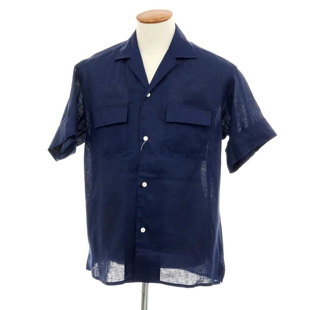 【中古】アルコディオ ARCODIO リネン オープンカラー 半袖シャツ ネイビー【サイズM】【 状態ランクA 】【 メンズ 】
