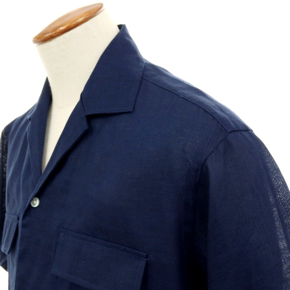 【中古】アルコディオ ARCODIO リネン オープンカラー 半袖シャツ ネイビー【サイズM】【 状態ランクA 】【 メンズ 】