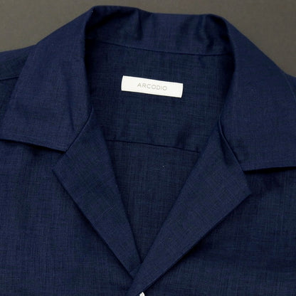 【中古】アルコディオ ARCODIO リネン オープンカラー 半袖シャツ ネイビー【サイズM】【 状態ランクA 】【 メンズ 】