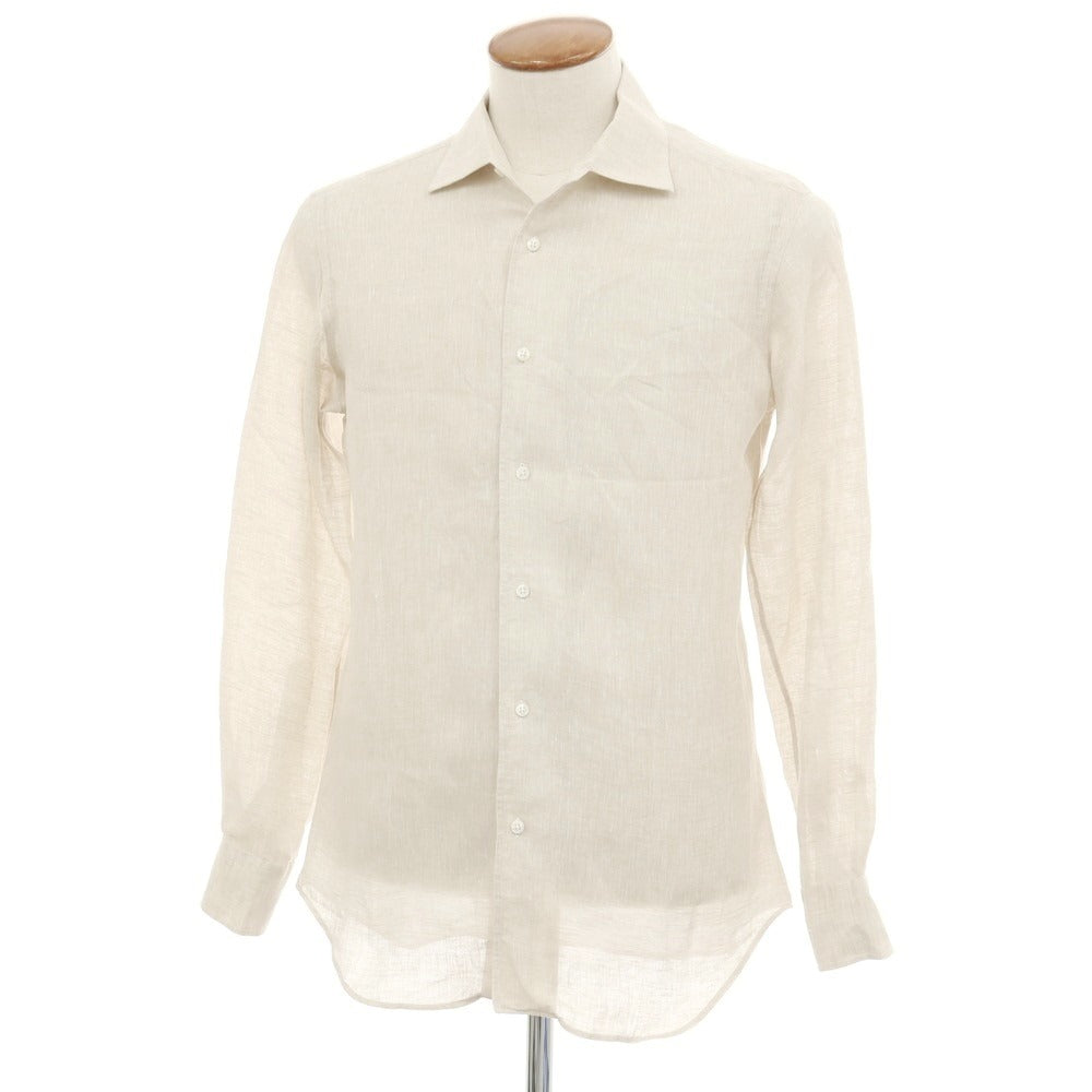 【中古】アルコディオ ARCODIO リネン ストライプ カジュアルシャツ ベージュ【サイズ39】【 状態ランクA 】【 メンズ 】