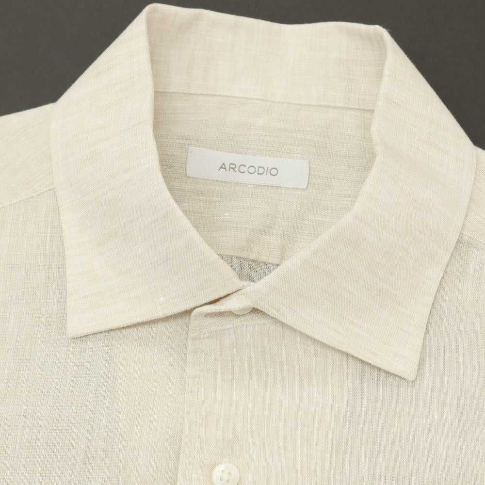 【中古】アルコディオ ARCODIO リネン ストライプ カジュアルシャツ ベージュ【サイズ39】【 状態ランクA 】【 メンズ 】