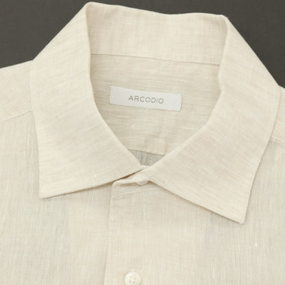 【中古】アルコディオ ARCODIO リネン ストライプ カジュアルシャツ ベージュ【サイズ39】【 状態ランクA 】【 メンズ 】