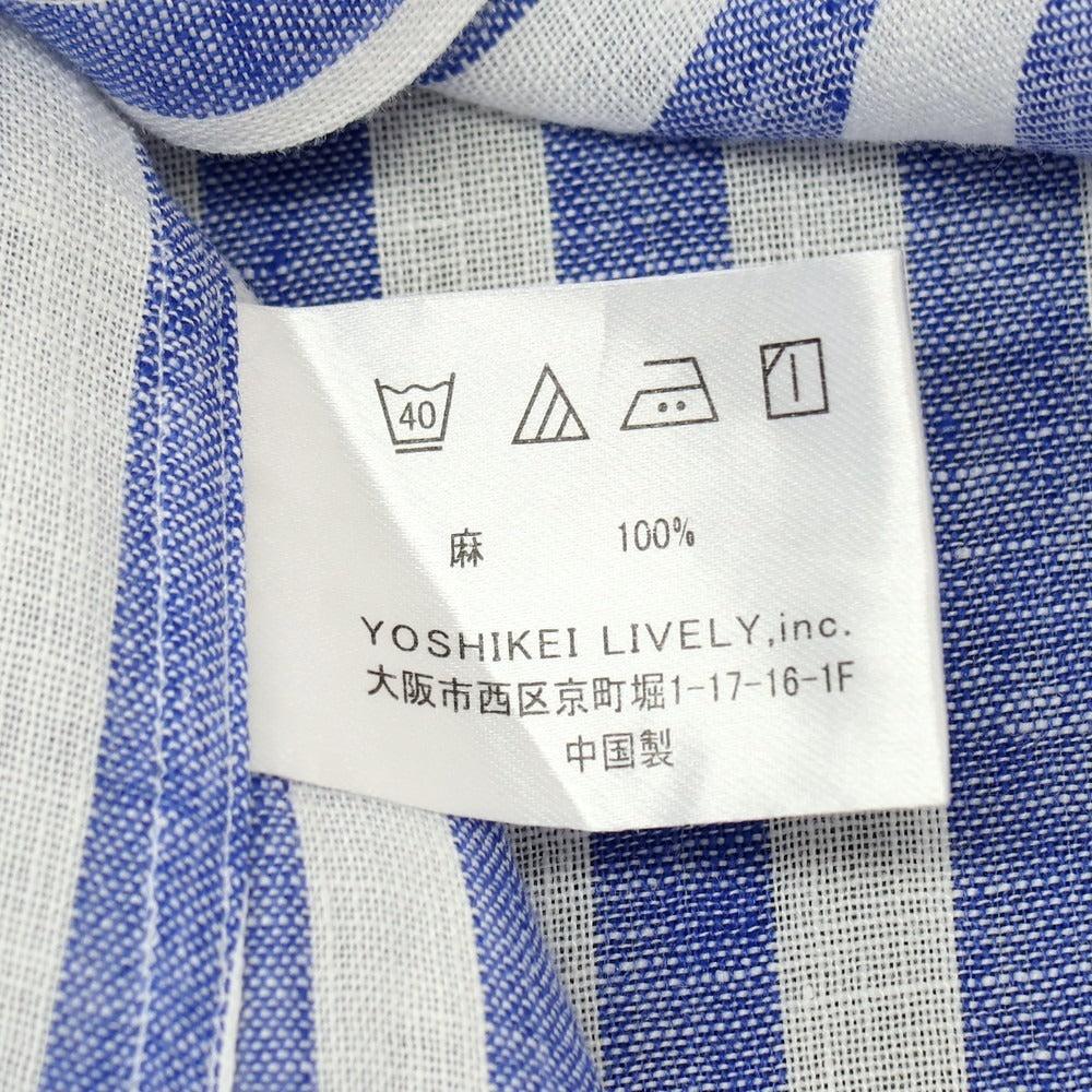 【中古】イタルスタイル ITAL STYLE リネン カジュアルシャツ ブルーxホワイト【サイズM】【 状態ランクB 】【 メンズ 】