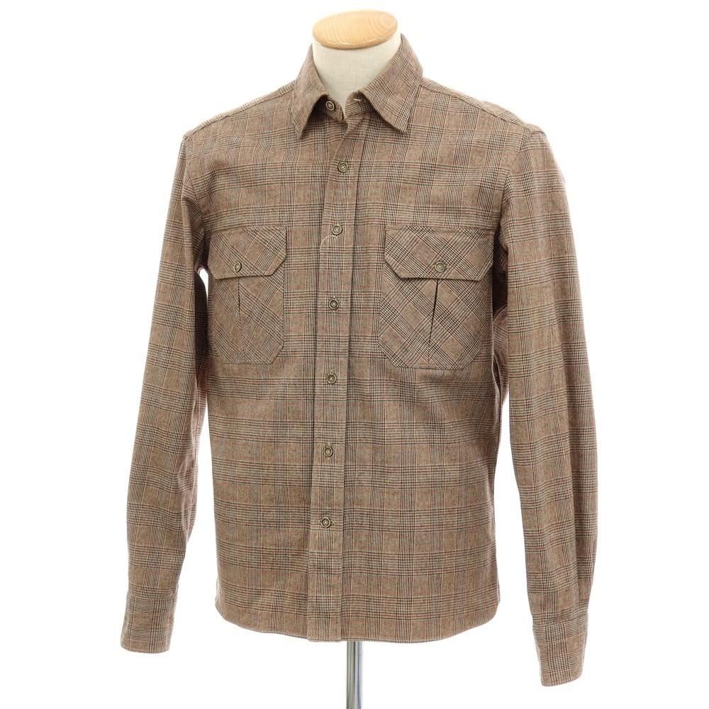 【中古】ジャンネット giannetto コットン チェック カジュアルシャツ ベージュxブラック【サイズS】【 状態ランクC 】【 メンズ 】