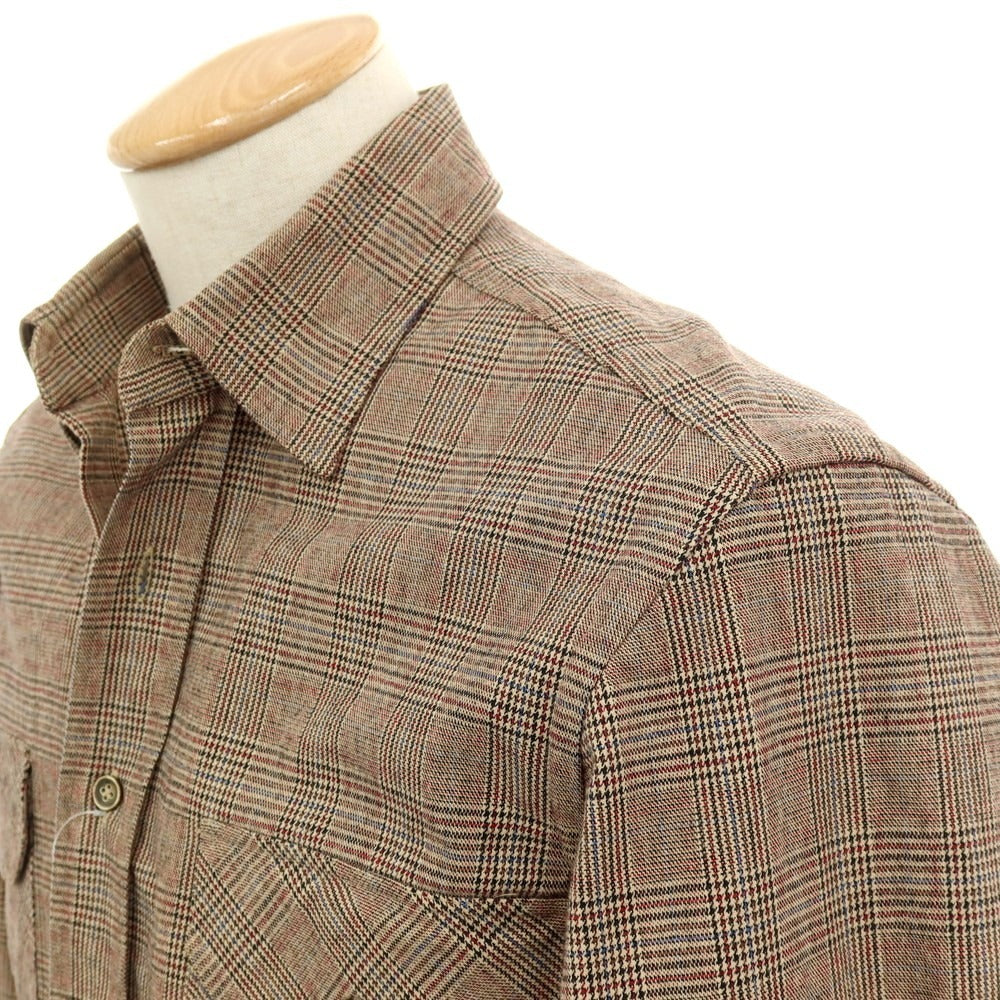 【中古】ジャンネット giannetto コットン チェック カジュアルシャツ ベージュxブラック【サイズS】【 状態ランクC 】【 メンズ 】