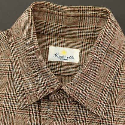 【中古】ジャンネット giannetto コットン チェック カジュアルシャツ ベージュxブラック【サイズS】【 状態ランクC 】【 メンズ 】