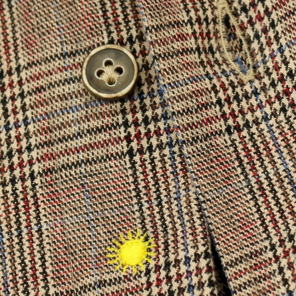 【中古】ジャンネット giannetto コットン チェック カジュアルシャツ ベージュxブラック【サイズS】【 状態ランクC 】【 メンズ 】