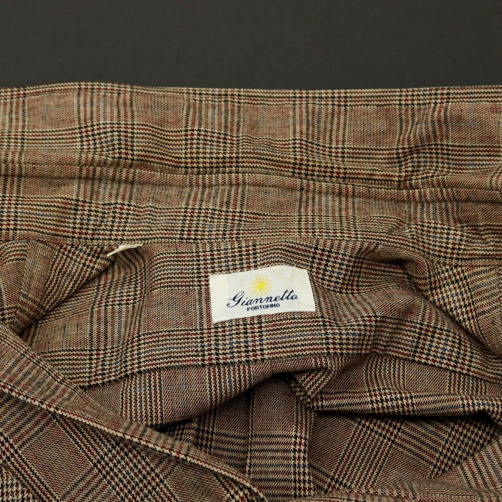【中古】ジャンネット giannetto コットン チェック カジュアルシャツ ベージュxブラック【サイズS】【 状態ランクC 】【 メンズ 】