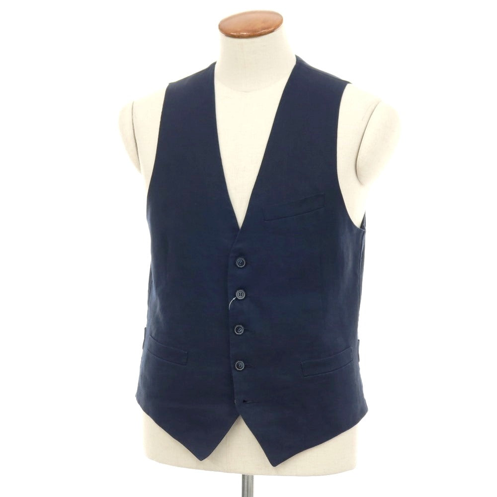 【中古】ジャンネット giannetto MONOPETTO リネン ドレス系ジレ ベスト ネイビー【 46 】【 状態ランクB 】【 メンズ 】 []