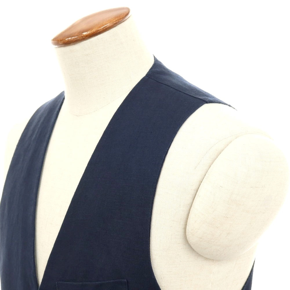 【中古】ジャンネット giannetto MONOPETTO リネン ドレス系ジレ ベスト ネイビー【 46 】【 状態ランクB 】【 メンズ 】 []