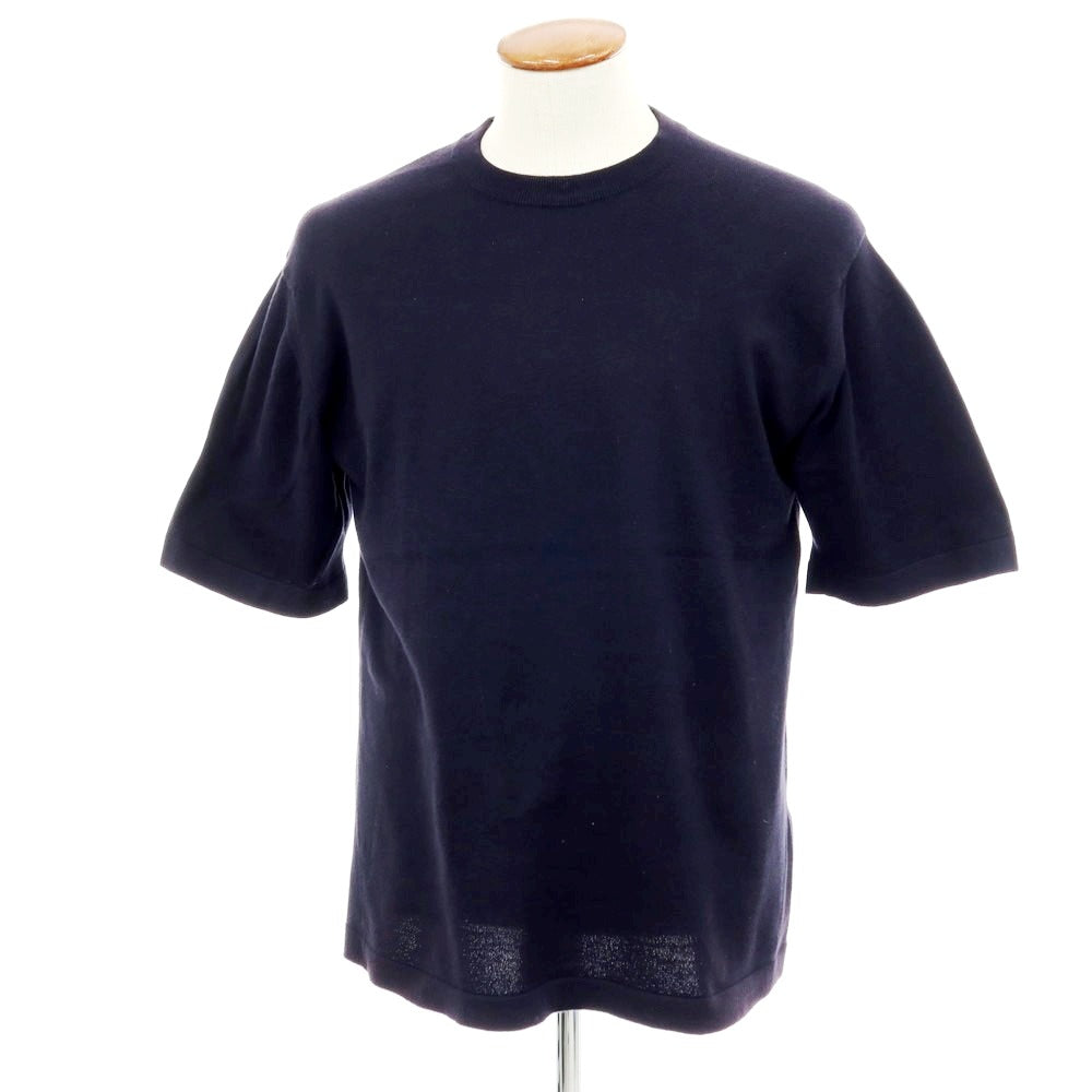 【中古】ジョンスメドレー JOHN SMEDLEY コットン 半袖クルーネックニット ネイビー【 M 】【 状態ランクC 】【 メンズ 】