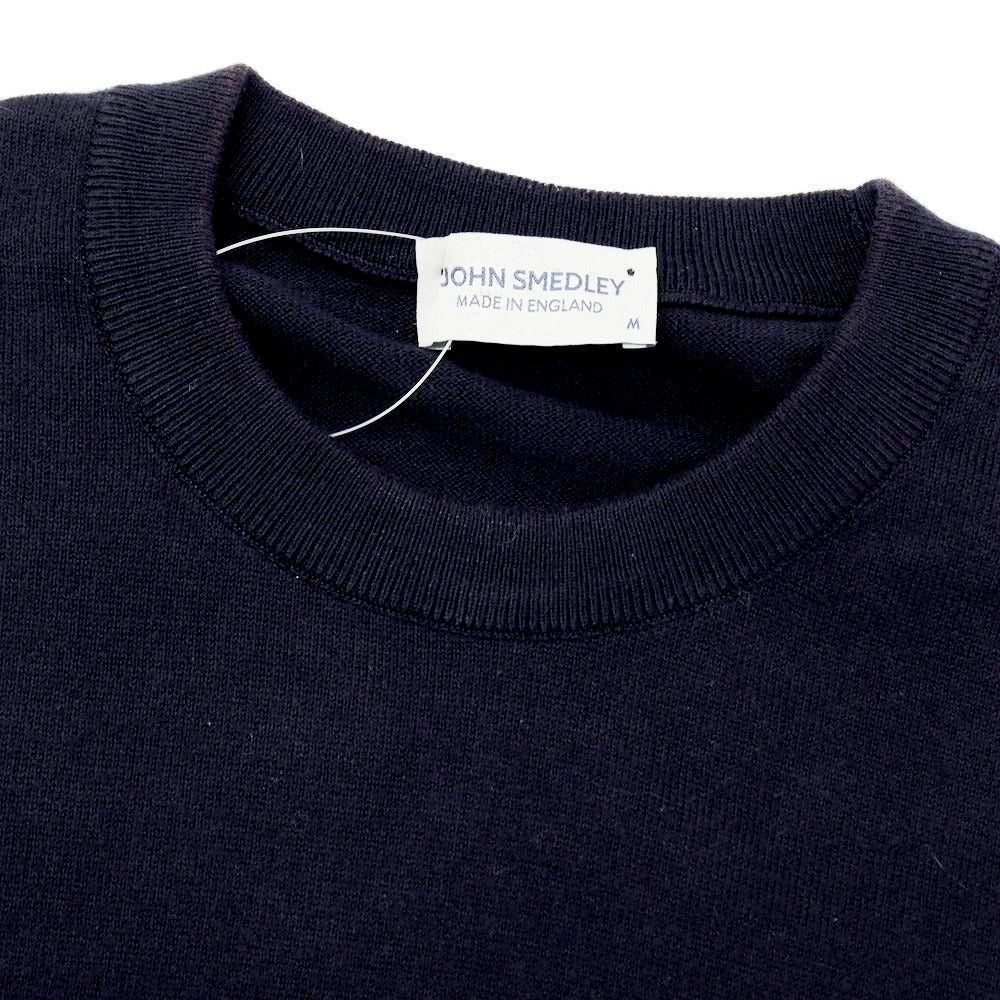 【中古】ジョンスメドレー JOHN SMEDLEY コットン 半袖クルーネックニット ネイビー【 M 】【 状態ランクC 】【 メンズ 】