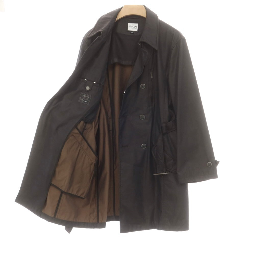 【中古】アルマーニ コレッツォーニ ARMANI COLLEZIONI ポリエステルコットン トレンチコート ブラック【 54 】【 状態ランクC 】【 メンズ 】
